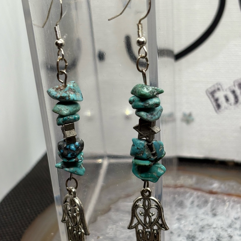 Turquoise and Silver Dangle Earrings